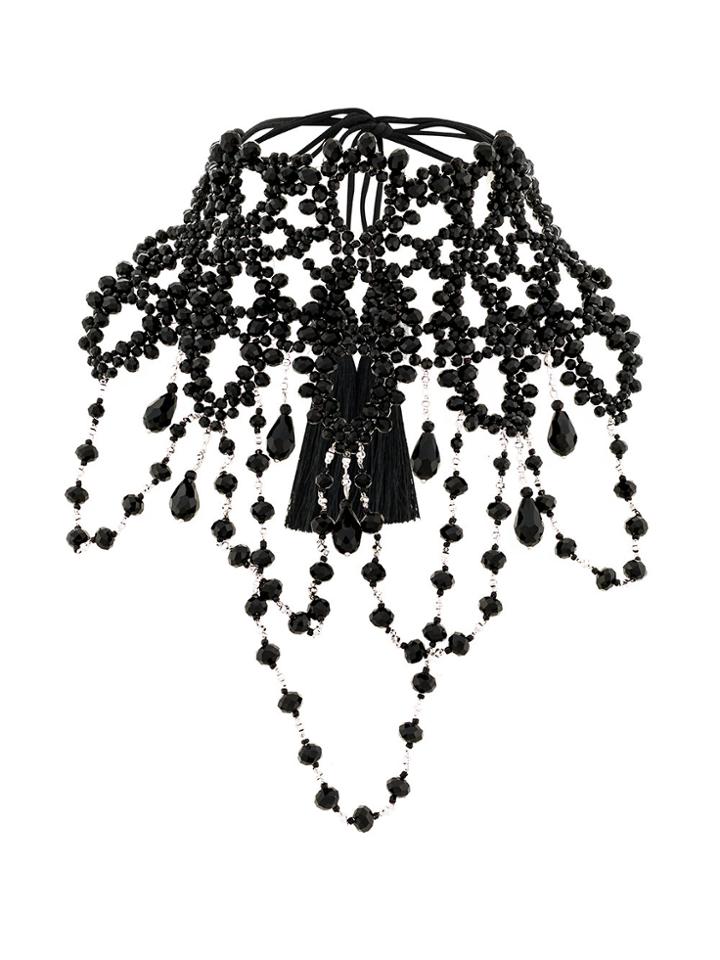 Night Market Beaded Oversized Choker Necklace - Black