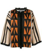 Alberta Ferretti Geometric Print Fringed Jacket - Brown