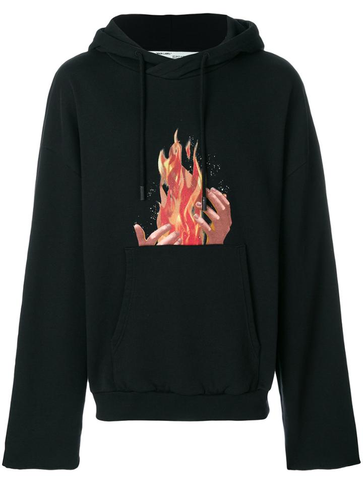 Off-white Fire Print Hoodie - Black