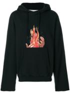 Off-white Fire Print Hoodie - Black