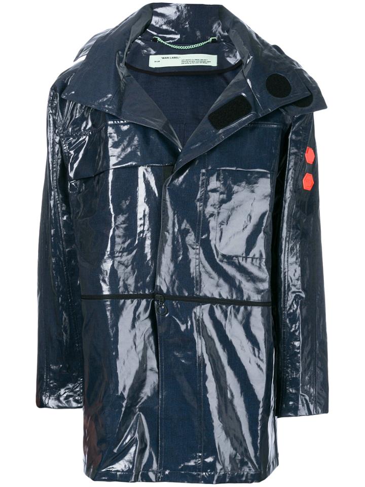 Off-white Glossy Raincoat - Grey