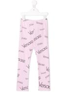 Young Versace Teen Logo Print Leggings - Pink
