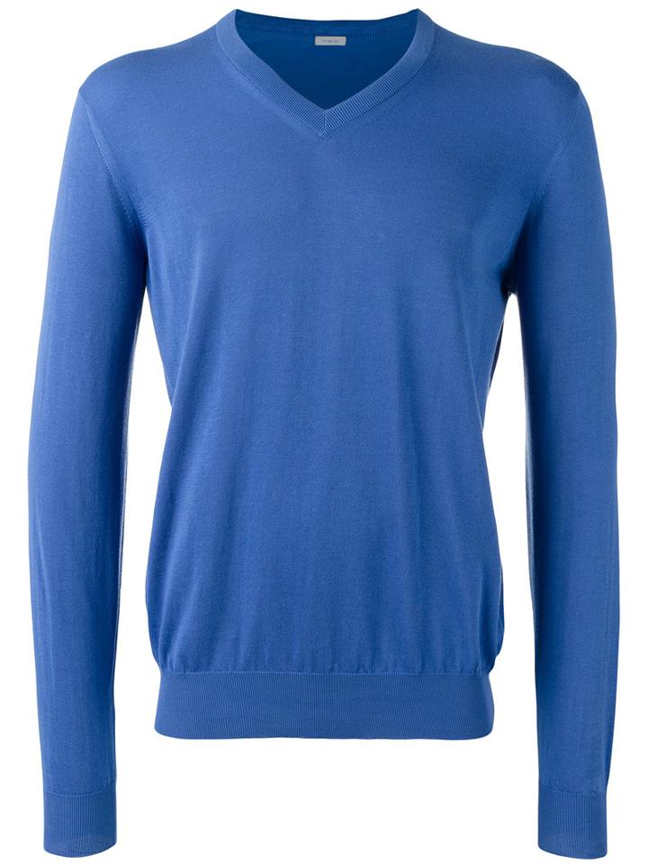 Malo Knitted Sweater, Men's, Size: 52, Blue, Cotton