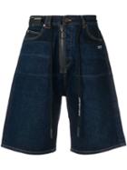 Off-white Zip Drawstring Denim Shorts - Blue