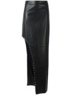 Mugler Cut-out Maxi Skirt, Women's, Size: 38, Black, Lamb Skin/viscose/polyester