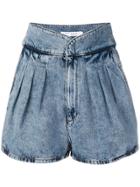 Iro Pleated Denim Shorts - Blue