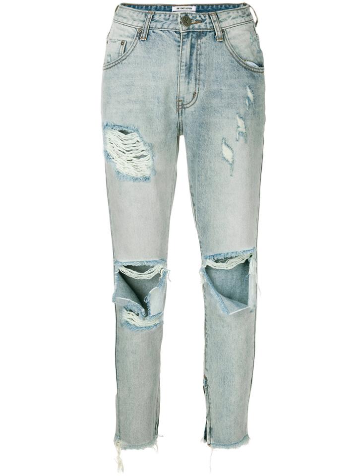 One Teaspoon Distressed High-rise Jeans - Blue