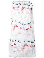 Jeremy Scott - Drawstring Neck Shift Dress - Women - Polyester - 44, White, Polyester