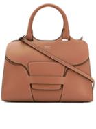Giorgio Armani - Logo Stamp Tote - Women - Cotton/calf Leather/leather - One Size, Nude/neutrals, Cotton/calf Leather/leather