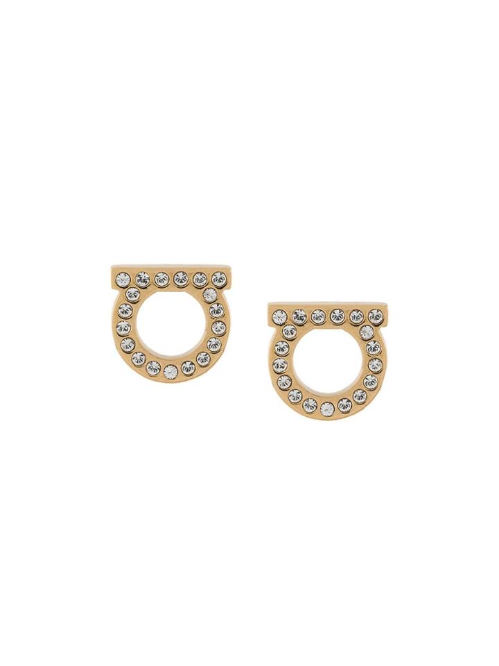 Salvatore Ferragamo Gancini Embellished Earrings - Metallic