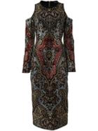 Balmain Cold-shoulder Embellished Dress, Women's, Size: 40, Black, Metal/glass/cotton/spandex/elastane