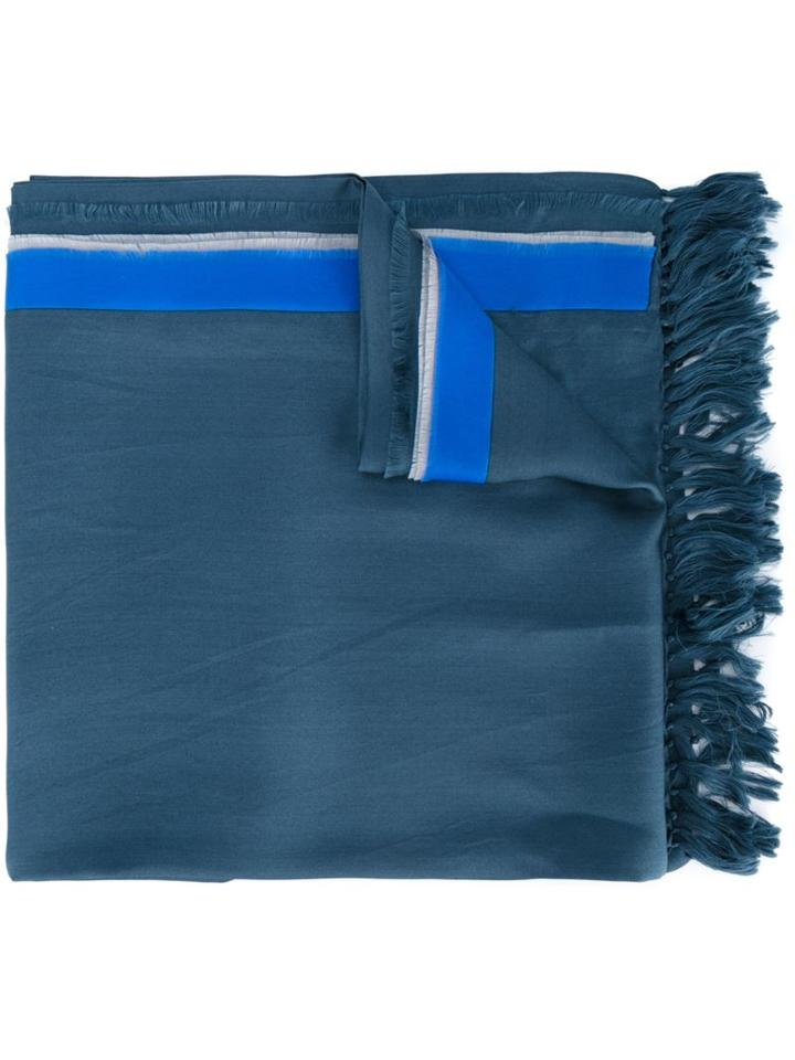 Dries Van Noten - 'fowler' Patch Detail Scarf - Men - Silk - One Size, Blue, Silk