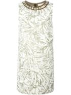 Matthew Williamson Floral Jacquard Embellished Collar Dress
