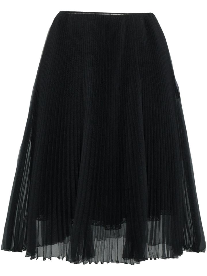 Prada Silk Pleated Skirt - Black