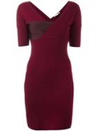 Mugler Ribbed Fitted Dress, Women's, Size: 36, Red, Wool/pbt Elite