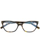 Saint Laurent Eyewear Round Tortoiseshell Glasses - Brown