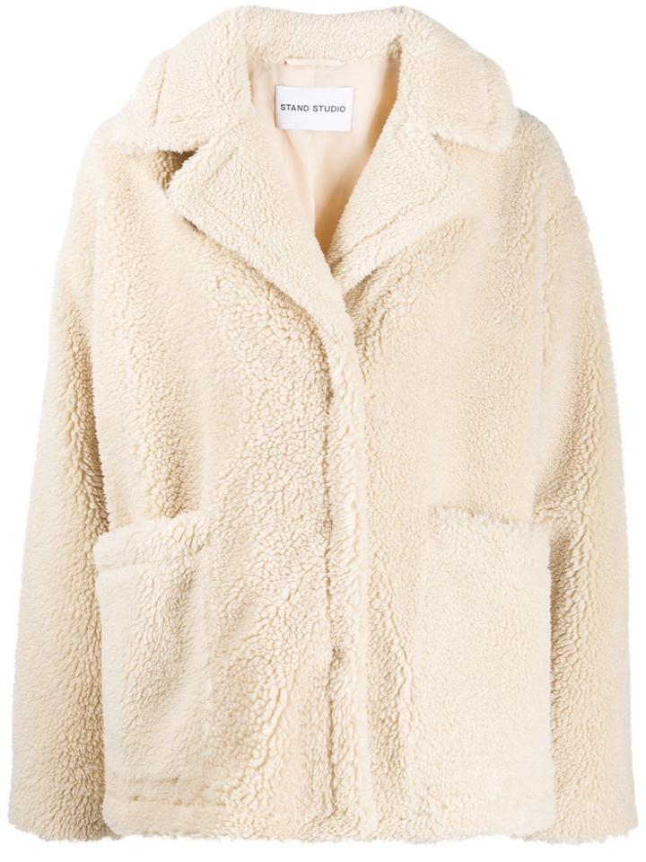Stand Oversized Teddy Bear Jacket - White