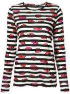 Proenza Schouler - Striped Floral T-shirt - Women - Cotton - S, Black, Cotton