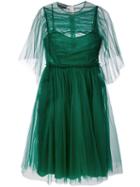 Rochas - Sheer Sleeve Dress - Women - Silk/polyamide - 44, Green, Silk/polyamide