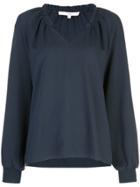 Tibi Ruffle Neck Blouse - Blue