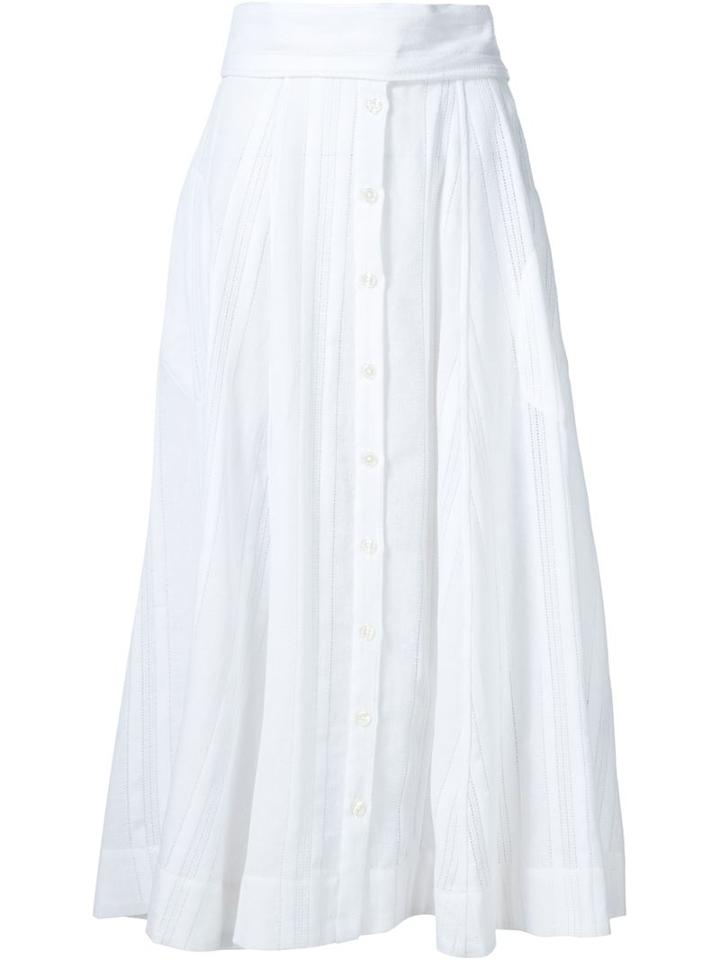 Lisa Marie Fernandez Buttoned A-line Skirt, Women's, Size: 1, White, Cotton/linen/flax