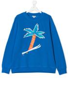 Kenzo Kids Teen Palm-print Sweatshirt - Blue