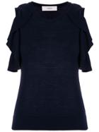 Pringle Of Scotland Frill Front Sleeveless Sweater - Blue
