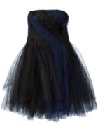 Oscar De La Renta Tulle Strapless Cocktail Dress