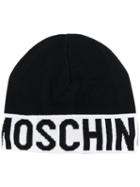 Moschino Logo Trim Beanie - Black