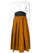 Isa Arfen Contrast Flared Dress - Brown