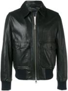 Ami Paris Zipped Jacket With Ribbed Waist And Cuffs - Black
