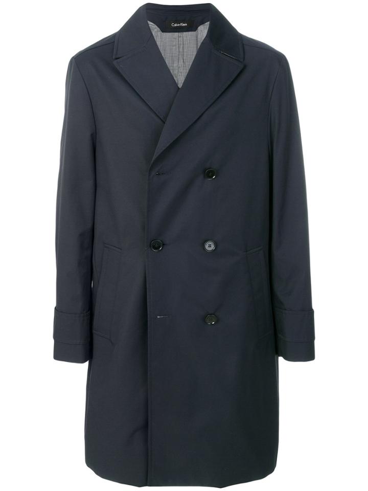 Calvin Klein Double Breasted Coat - Blue