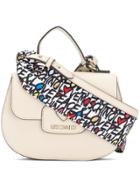 Love Moschino Small Satchel Bag With Printed Shoulder Strap - Brown
