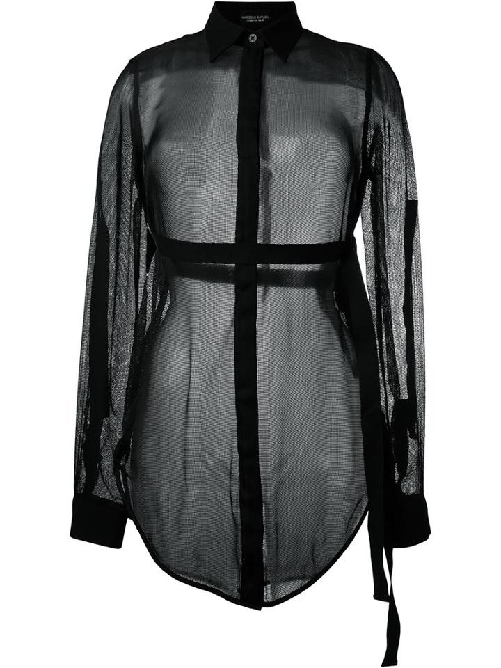 Marcelo Burlon County Of Milan Sheer Shirt, Women's, Size: Small, Black, Silk/acetate/viscose/spandex/elastane