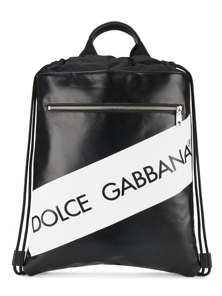 Dolce & Gabbana Logo Drawstring Backpack - Black
