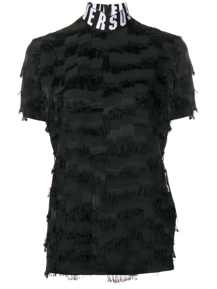 Versus Logo Turtle Neck Blouse - Black