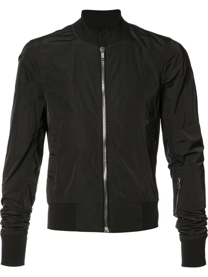 Rick Owens Cropped Bomber Jacket, Men's, Size: 48, Black, Polyester