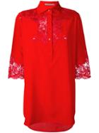 Ermanno Scervino Lace Insert Shirt, Women's, Size: 42, Red, Silk/polyamide/polyester/viscose