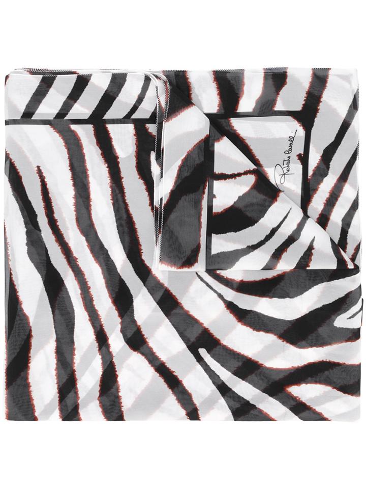 Roberto Cavalli Zebra Stripe Scarf - White