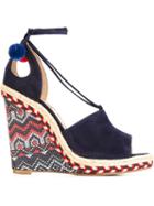 Aquazzura Wedge Sandals, Women's, Size: 38, Blue, Suede/leather