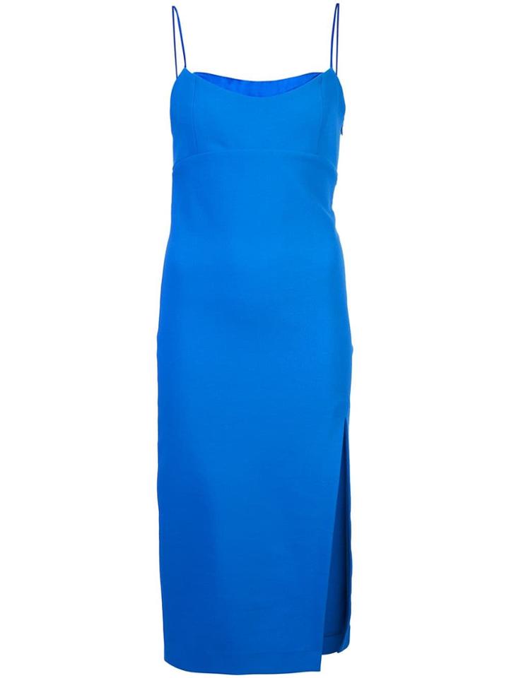 Haney Side Slit Fitted Dress - Blue