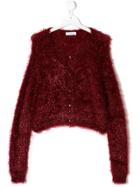 Monnalisa Fluffy Knit Cardigan - Red