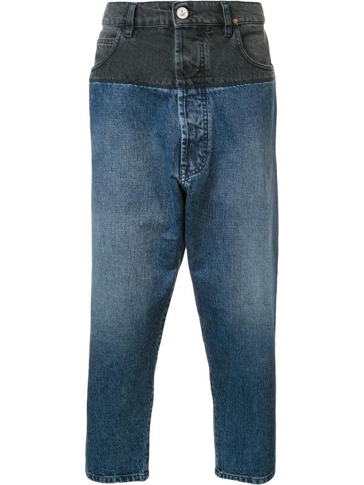 Vivienne Westwood Man Bi-colour Cropped Jeans, Men's, Size: 32, Blue, Cotton