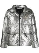 Pinko Embellished Padded Jacket - Silver