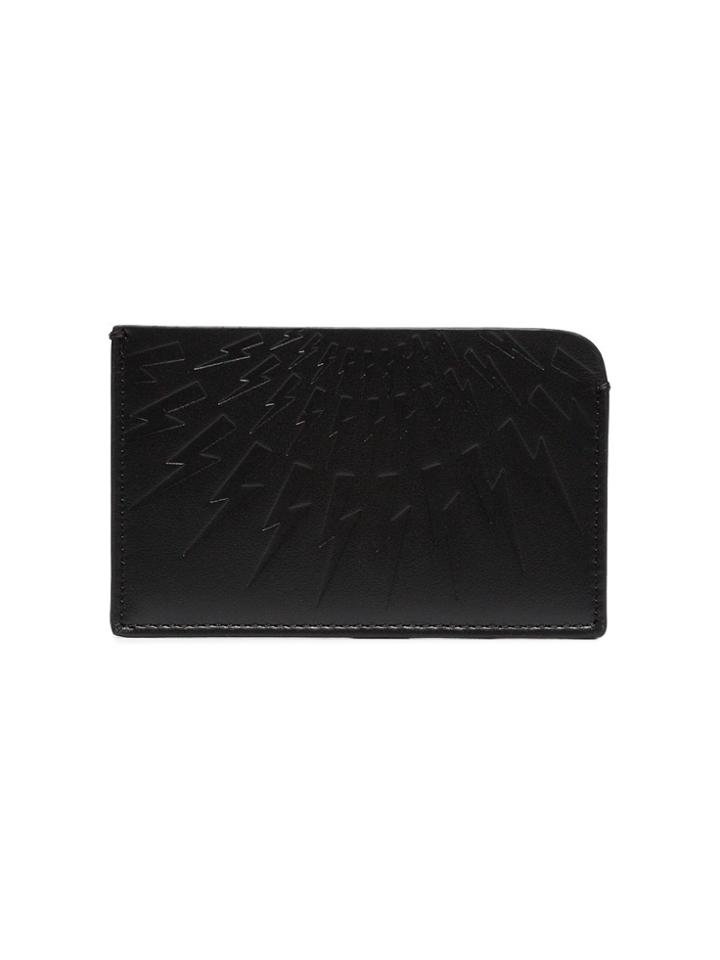Neil Barrett Black Thunderbolt Leather Cardholder