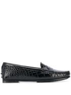 Tod's Crocodile Print Loafers - Black