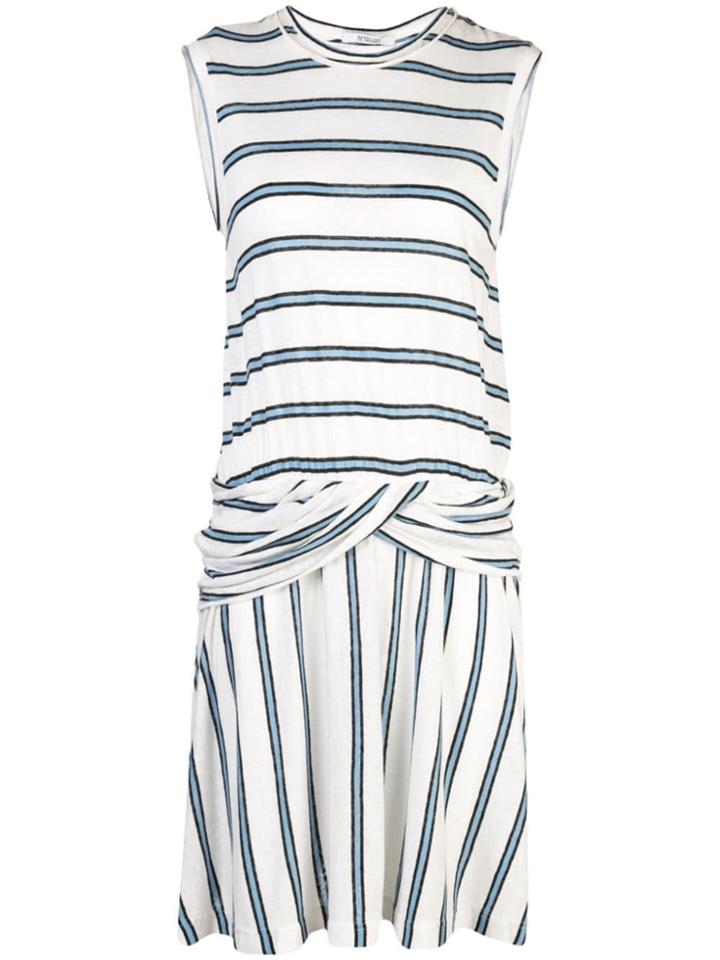 Derek Lam 10 Crosby Linen Striped Jersey Tank Dress With Twist Waist