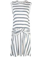 Derek Lam 10 Crosby Linen Striped Jersey Tank Dress With Twist Waist