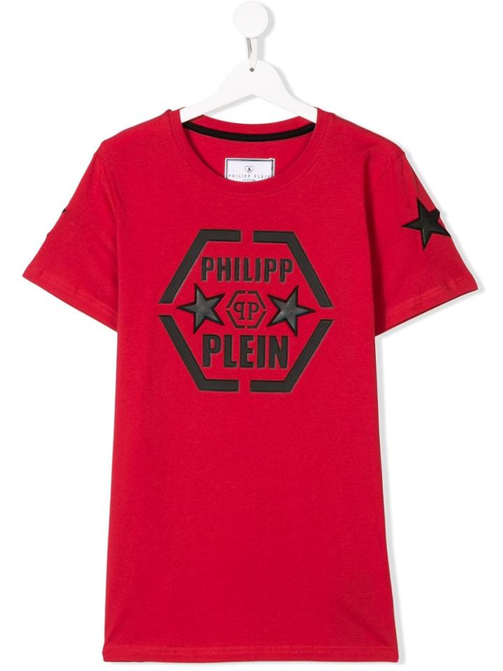 Philipp Plein Junior Teen Logo Crewneck T-shirt - Red
