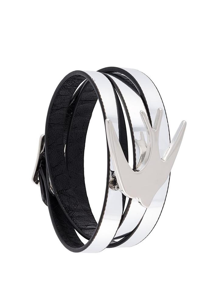 Mcq Alexander Mcqueen Swallow Triple Wrap Bracelet, Women's, Metallic, Polyurethane/brass